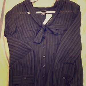 Button down Black see through top NWT